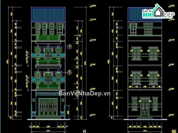 Nhà phố 5x20m,Nhà phố 4 tầng,mẫu nhà phố liền kề