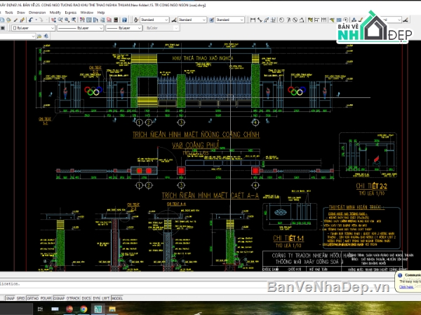 cổng tường rào,file cad cổng tường rào,cad cổng tường rào