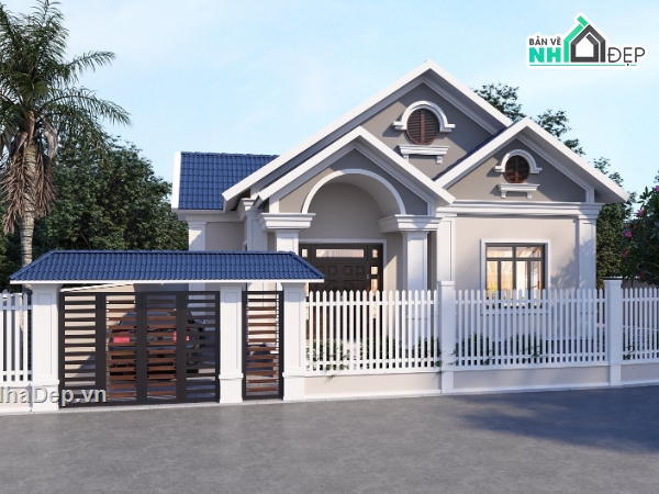 Hồ sơ thiết kế,#Bản vẽ thiết kế,#Nhà 1 tầng mái thái,#Biệt thự 1 tầng mái thái,#Nhà mái thái,#Biệt thự mái thái