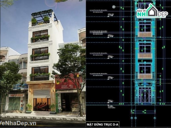 Bản vẽ nhà phố,nhà phố 3 tầng,nhà phố 4 tầng