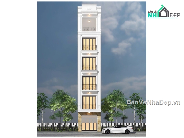 Hồ sơ thiết kế,Bản vẽ thiết kế,Nhà phố 6 tầng tân cổ điển,Nhà phố tân cổ điển,Nhà phố 6 tầng,nhà phố 6 tầng 4mx10m