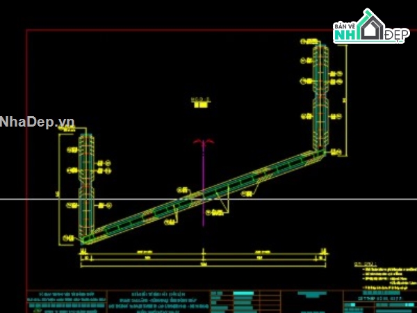 Bản vẽ mố cầu chéo góc,Bản vẽ mố cầu hình chữ U góc xiên,Bản vẽ mố chữ U lệch góc