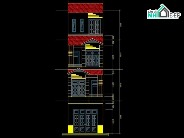 bản vẽ nhà phố lệch tầng,nhà lệch tầng 4.2x16m,thiết kế nhà phố 4 tầng,nhà phố 4 tầng