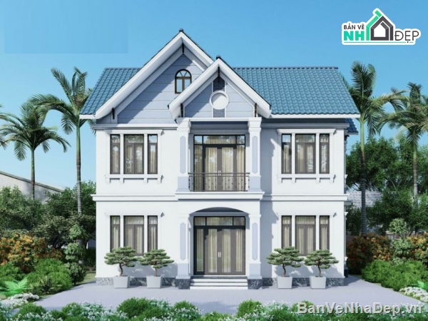 biệt thự 2 tầng,kiến trúc biệt thự,biệt thự mái thái