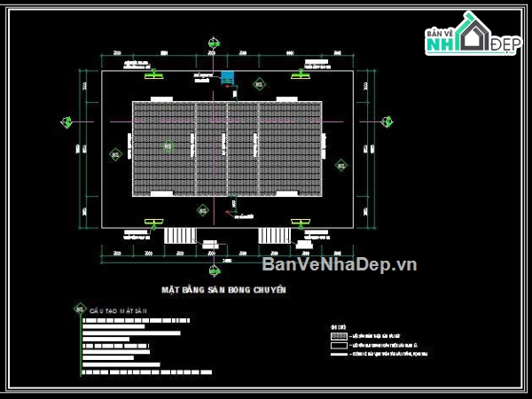file cad,sân bóng chuyền,ngoài trời