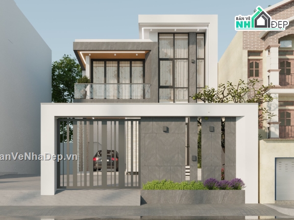 #Hồ sơ thiết kế nhà,Bản vẽ thiết kế nhà,Biệt thự 2 tầng hiện đại,Biệt thự hiện đại,Biệt thự 2 tầng,Biệt thự 2 tầng 8.3x12.5m