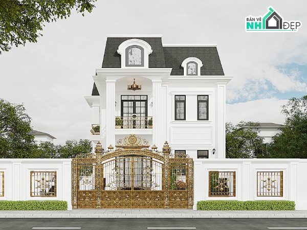 #Hồ sơ thiết kế,Bản vẽ thiết kế,Biệt thự 3 tầng tân cổ điển,Biệt thự tân cổ điển,Biệt thự 3 tầng,Biệt thự 3 tầng 8.5x16.8m