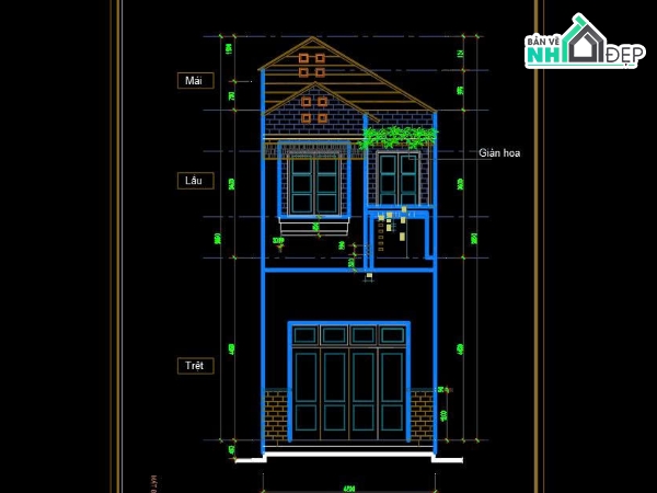 thiết kế nhà phố 4.2x18m,hồ sơ thiết kế nhà phố 2 tầng,bản vẽ kiến trúc nhà phố,nhà phố 2 tầng,file cad nhà phố 2 tầng