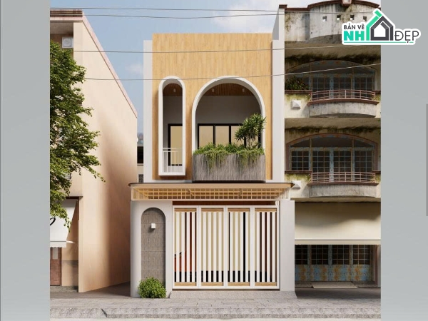 Hồ sơ thiết kế,Bản vẽ thiết kế,Nhà phố 2 tầng hiện đại,Nhà phố hiện đại,Nhà phố 2 tầng,Nhà phố 2 tầng 5.1x19m