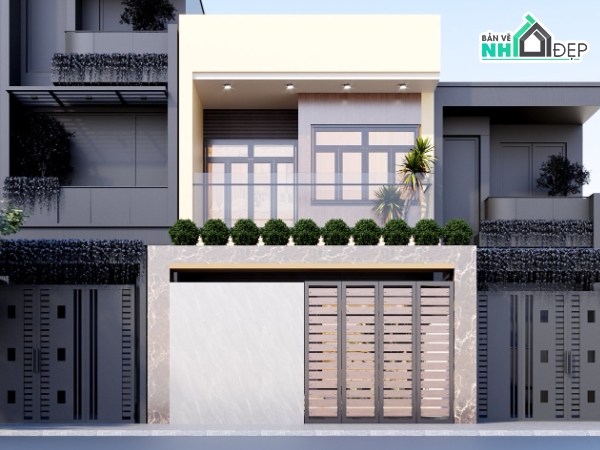 Hồ sơ thiết kế,Bản vẽ thiết kế,Nhà phố 2 tầng hiện đại,Nhà phố hiện đại,Nhà phố 2 tầng,Nhà phố 2 tầng 5.4mx14.9m