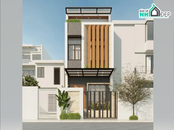 Hồ sơ thiết kế,Bản vẽ thiết kế,Nhà phố 3 tầng hiện đại,Nhà phố hiện đại,Nhà phố 3 tầng,Nhà phố 3 tầng 4.5x18.7m