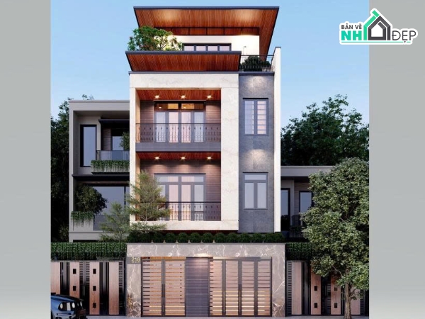 Nhà phố 4 tầng hiện đại,Nhà phố hiện đại,File cad nhà phố 4 tầng,Nhà phố 4 tầng file cad