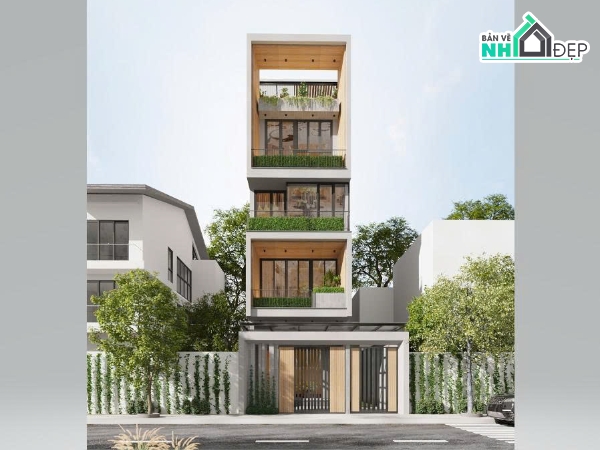 Hồ sơ thiết kế,Bản vẽ thiết kế,Nhà phố 5 tầng hiện đại,Nhà phố hiện đại,Nhà phố 5 tầng,Nhà phố 5 tầng 5mx20m