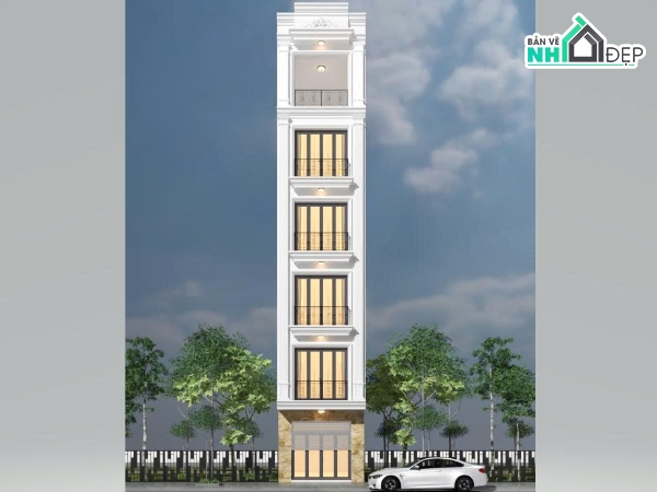 Hồ sơ thiết kế,Bản vẽ thiết kế,Nhà phố 6 tầng tân cổ điển,Nhà phố tân cổ điển,Nhà phố 6 tầng,nhà phố 6 tầng 4mx10m