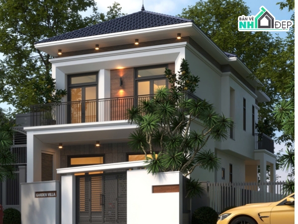 Bản vẽ nhà phố,Nhà phố 2 tầng,Kiến trúc nhà phố 2 tầng