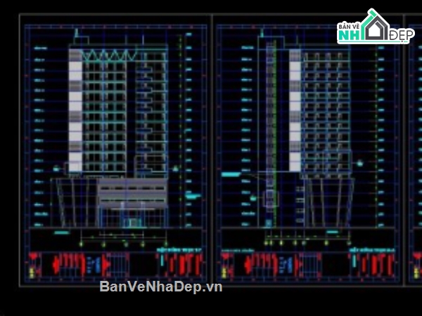 Khách sạn 17 tầng,khách sạn file cad,cad khách sạn,khách sạn file autocad