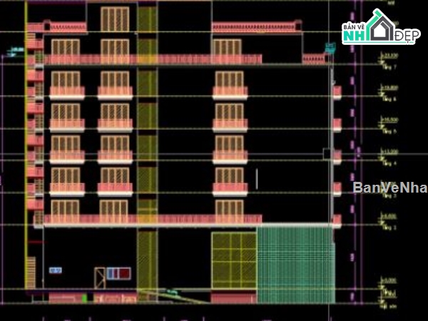 khách sạn 7 tầng,cad khách sạn,bản vẽ khách sạn 7 tầng,autocad khách sạn
