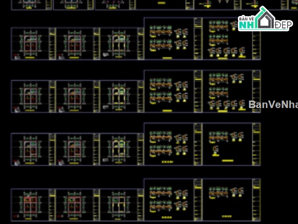 nhà 4 tầng,cad nhà 4 tầng,file cad nhà phố 4 tầng