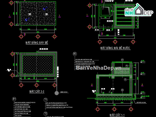 Bể lọc nước,bể nước,kết cấu bể nước,bể nước file cad