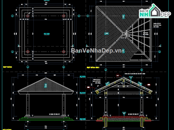 chòi nghỉ,kiến trúc kết cấu chòi nghỉ,TKTC chòi nghỉ