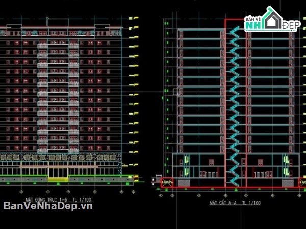 file cad chung cư 15 tầng,bản vẽ chung cư 15 tầng,chung cư 15 tầng