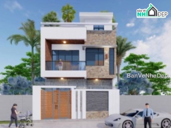 Kiến trúc nhà phố,bản vẽ nhà phố,nhà phố hiện đại