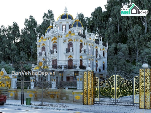 File sketchup lâu đài 4 tầng,File sketchup lâu đài,file su lâu đài