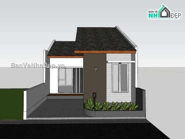 nhà cấp 4,nhà cấp 4 sketchup,sketchup nhà cấp 4