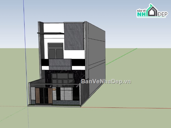 nhà phố 2 tầng,sketchup nhà phố 2 tầng,nhà phố hiện đại,su nhà phố