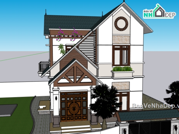 Mẫu Sketchup biệt thự 2 tầng,biệt thự 2 tầng,dựng 3dsu biệt thự 2 tầng