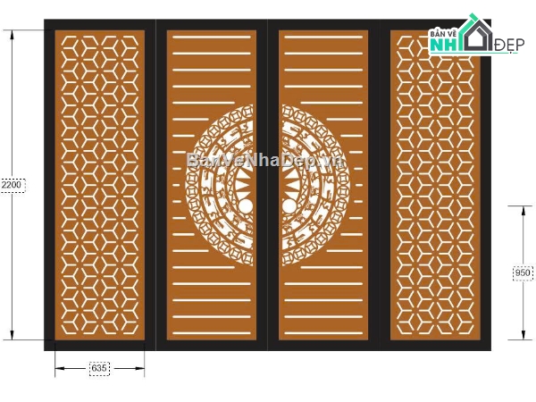 Mẫu cổng 4 cánh cnc,bản vẽ cổng,file cổng dxf đẹp