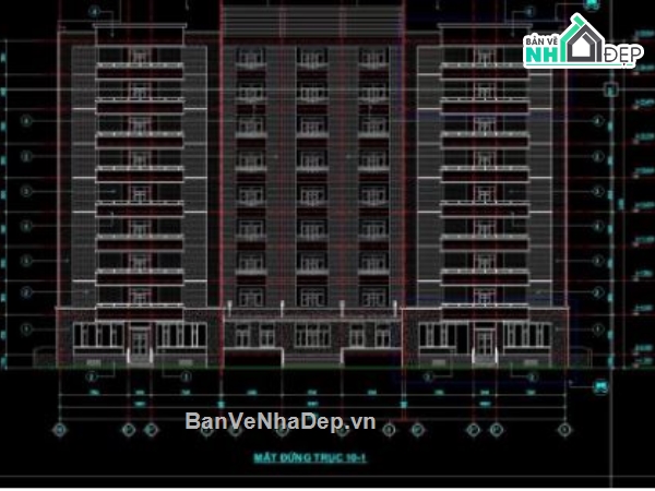 ký túc xá 10 tầng,file cad ký túc xá,ký túc xá file cad,autocad ký túc xá
