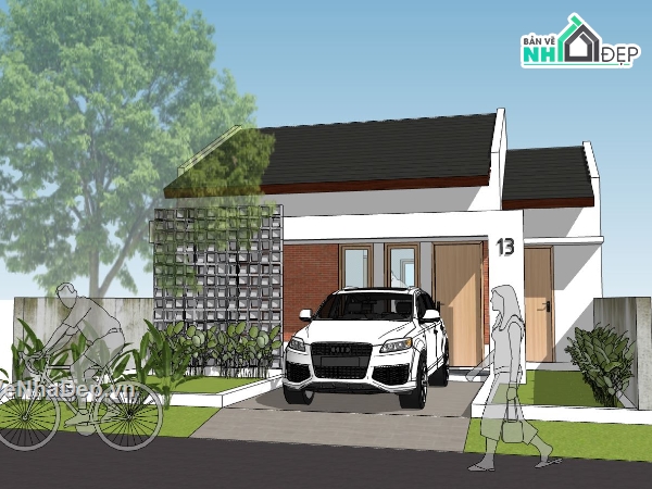thiết kế nhà cấp 4,model su nhà cấp 4 đẹp,phối cảnh nhà cấp 4