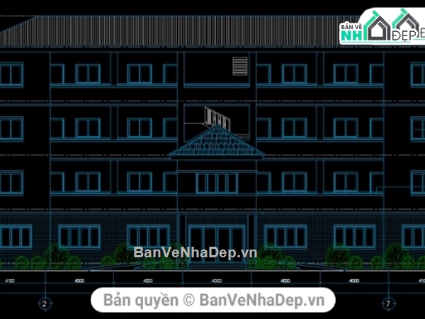 Mẫu nhà điều hành 4 tầng,cad văn phòng công ty 4 tầng,nhà ở cán bộ,nhà điều hành công ty