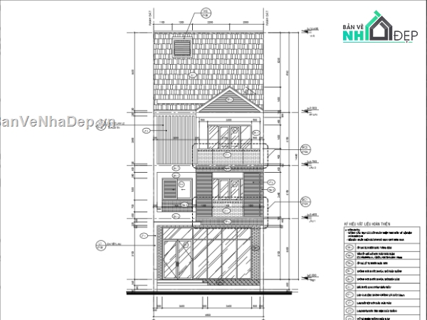 Bản vẽ nhà phố đẹp,Bản vẽ nhà phố mái thái đẹp,Bản vẽ nhà phố 3 tầng