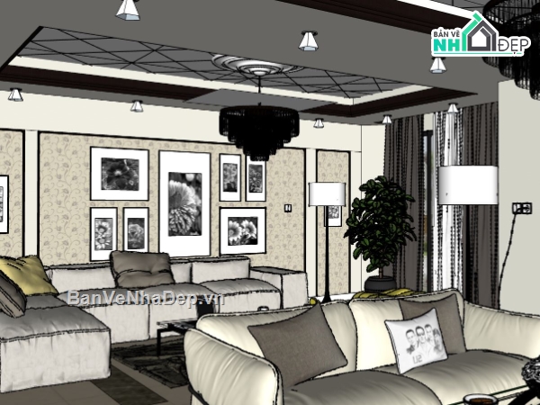thiết kế phòng khách,sketchup nội thất phòng khách,mẫu sketchup phòng khách,thiết kế phòng khách hiện đại