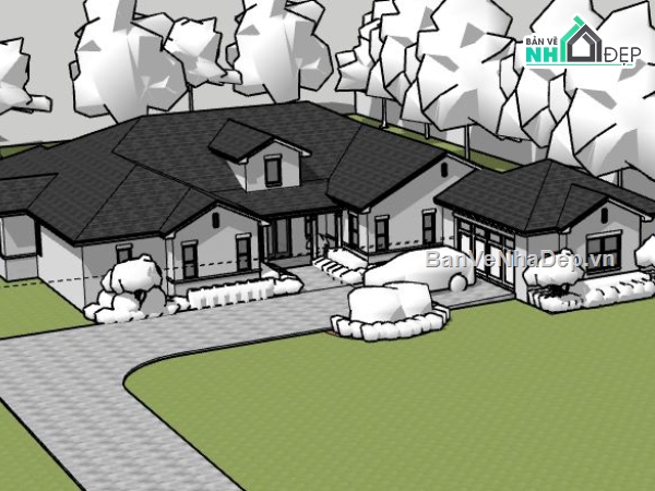 Biệt thự 1 tầng,model su biệt thự 1 tầng,file su biệt thự 1 tầng