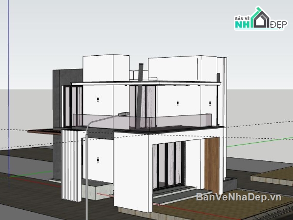 Biệt thự 2 tầng,file su biệt thự 2 tầng,file sketchup biệt thự 2 tầng