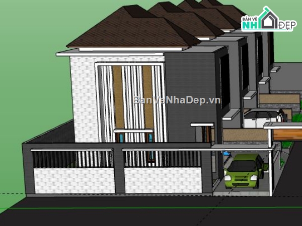 Biệt thự 2 tầng,model su biệt thự 2 tầng,file su biệt thự 2 tầng,biệt thự 2 tầng,sketchup biệt thự 2 tầng