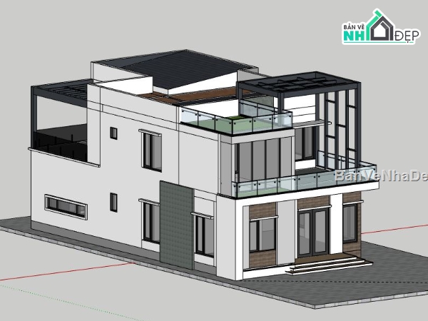 Biệt thự 2 tầng,Model su biệt thự 2 tầng,sketchup biệt thự 2 tầng