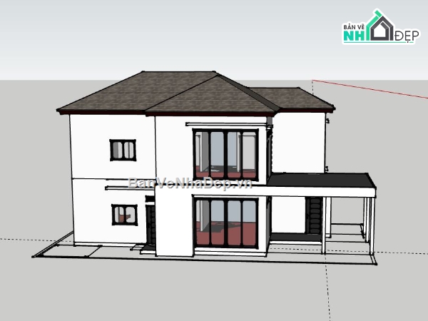 Biệt thự 2 tầng,model su biệt thự 2 tầng,biệt thự 2 tầng sketchup