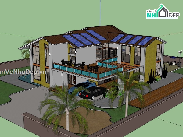 Biệt thự 2 tầng,model su biệt thự 2 tầng,biệt thự 2 tầng file su