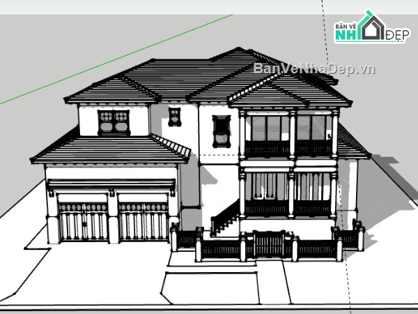 Biệt thự 2 tầng,model su biệt thự 2 tầng,biệt thự 2 tầng file su