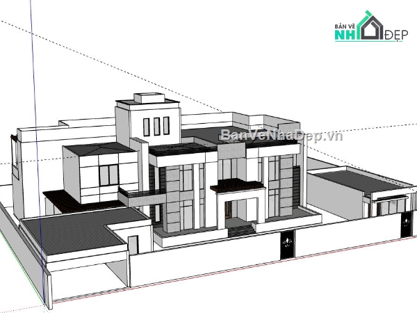 Biệt thự 2 tầng,model su biệt thự 2 tầng,biệt thự 2 tầng file su