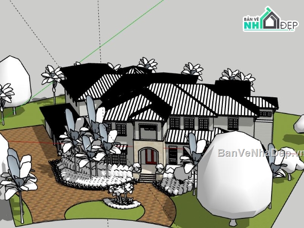 Biệt thự 2 tầng,model su biệt thự 2 tầng,biệt thự 2 tầng model su