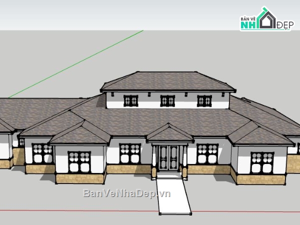 Biệt thự 2 tầng,model su biệt thự 2 tầng,file sketchup biệt thự 2 tầng