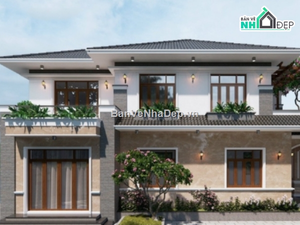 biệt thự 2 tầng cad,file cad biệt thự 2 tầng,biệt thự 2 tầng file cad