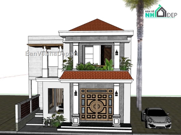 Biệt thự 2 tầng,Model su biệt thự 2 tầng,biệt thự 2 tầng file su