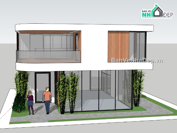 nhà biệt thự 2 tầng file sketchup,biệt thự 2 tầng,file su biệt thự 2 tầng