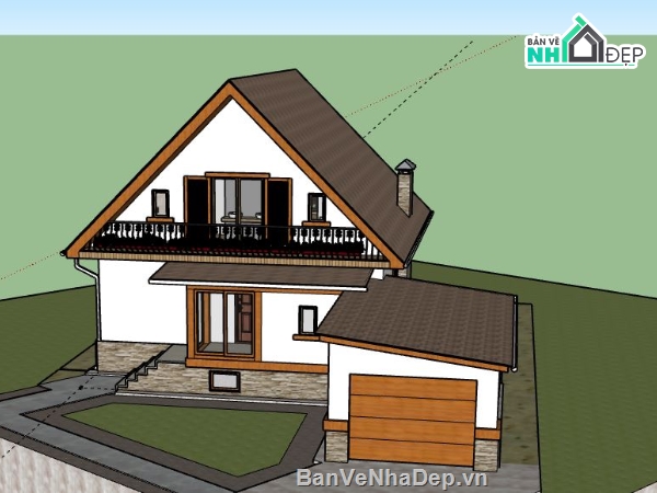 Biệt thự 2 tầng,model su biệt thự 2 tầng,file sketchup biệt thự 2 tầng